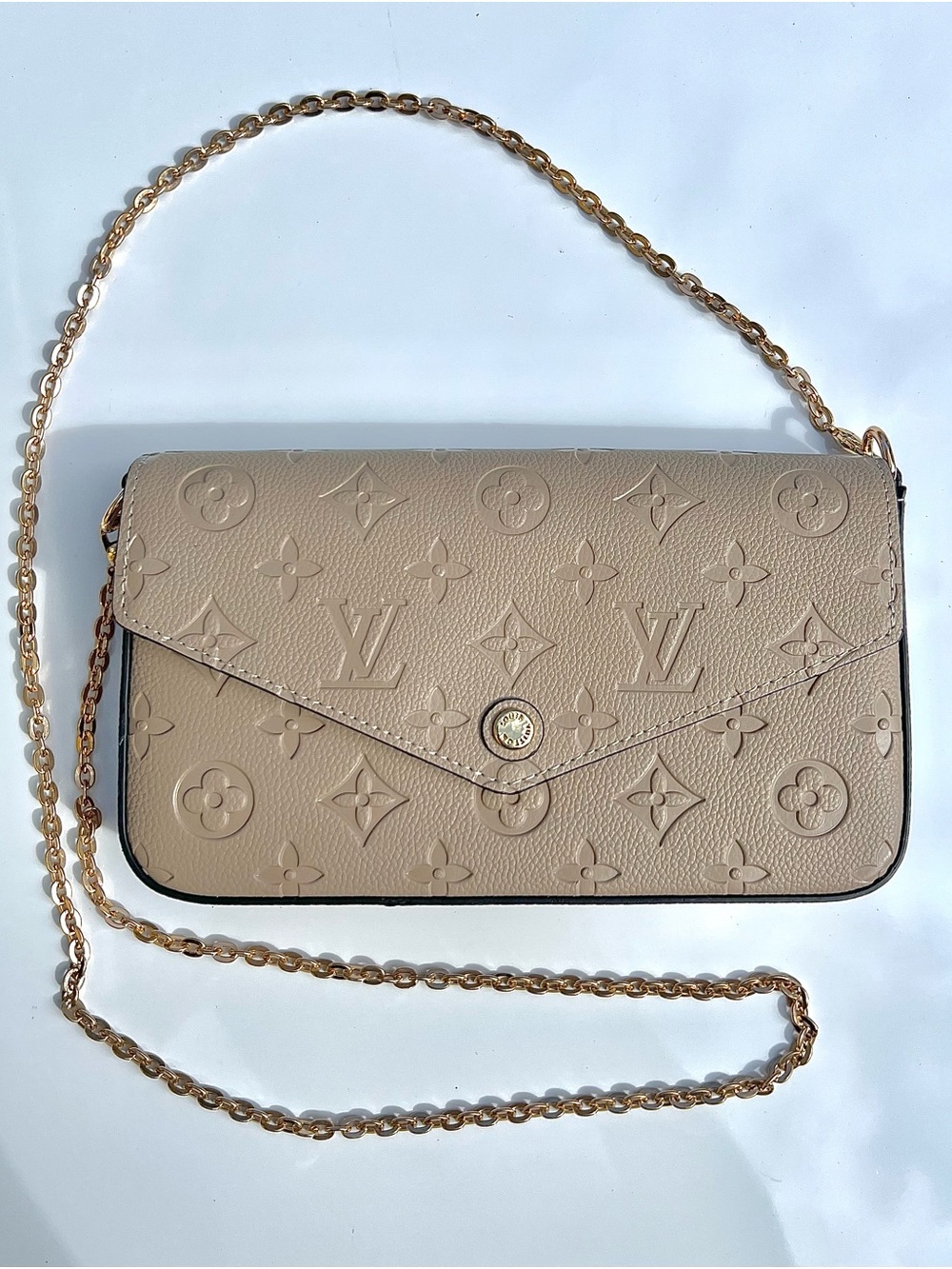 Louis Vuitton Beige Monogram Crossbody Bag Wallet on Chain